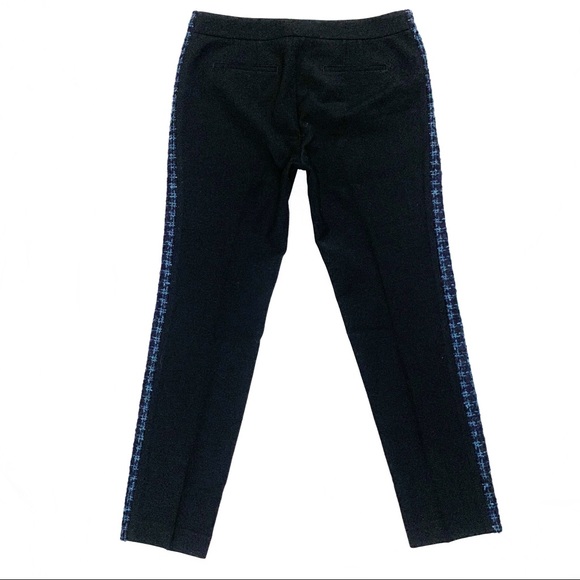 Tory Burch Black blue Tobie Wool Tweed Tuxedo Straight dress Pants trousers 6 - Picture 4 of 13